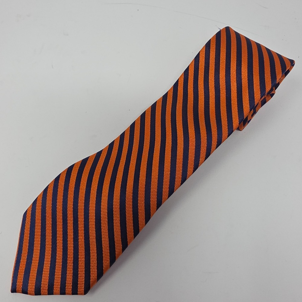 Nautica Necktie Mens Silk Blue Orange Striped Designer Bears Univ Illinois Prep